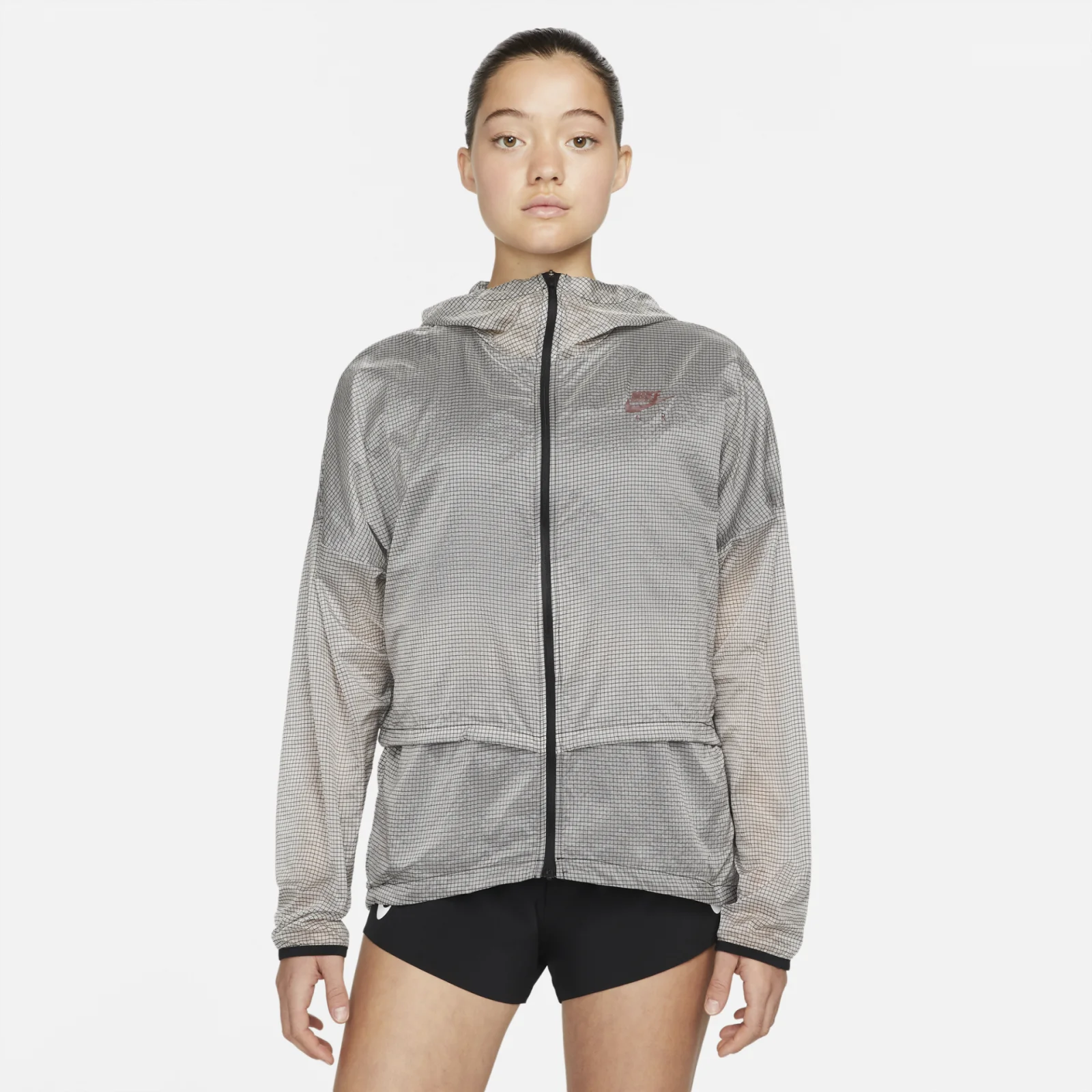 Grey nike running on sale jacket